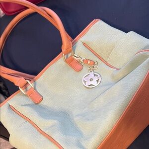 Two-Tone Leather Tote Bag